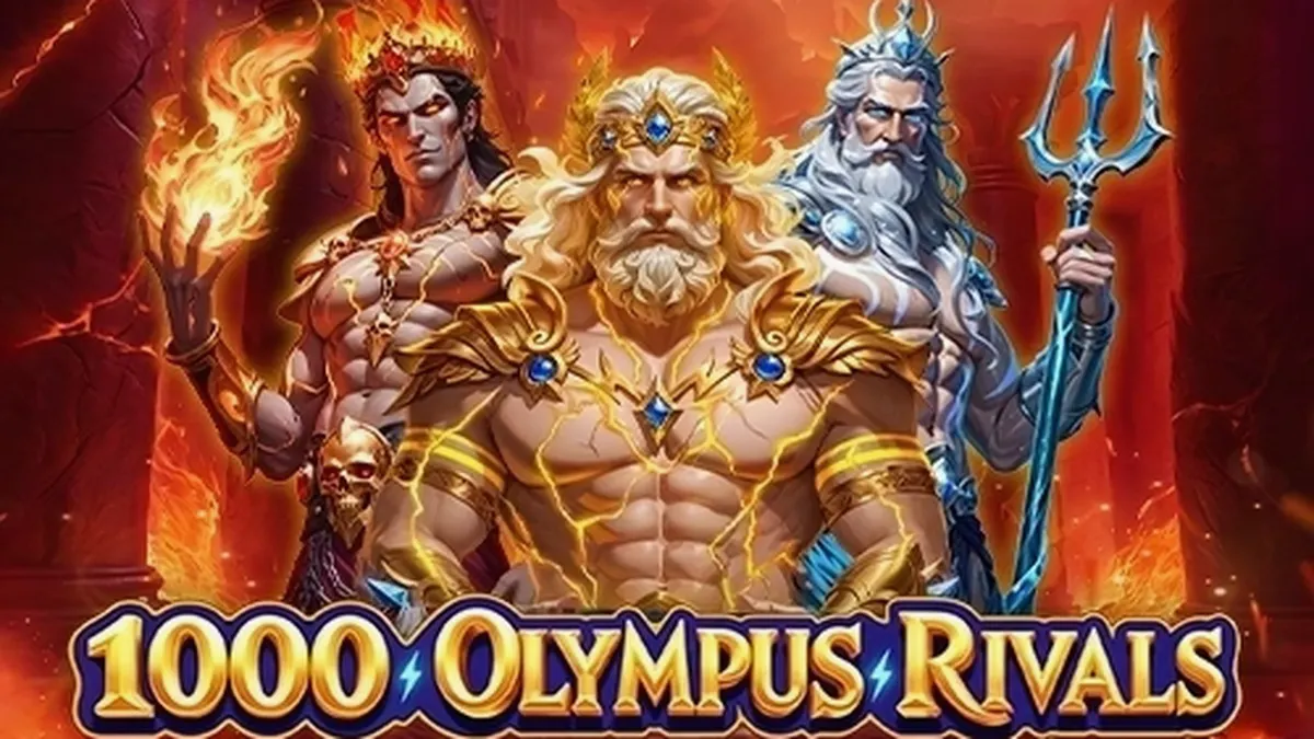 Tampilan layar permainan slot 1000 Olympus Rivals dari Amigo Gaming